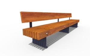 straatmeubilair, zitbanken, houten zitting, houten rugleuning, verticale planken