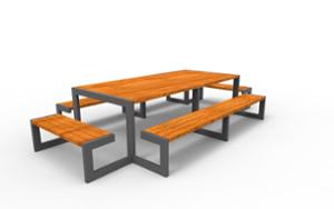 straatmeubilair, bank, picknick set, houten zitting, tafel