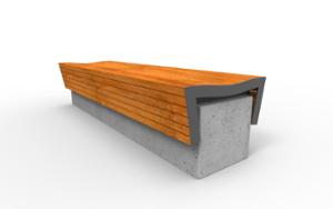 straatmeubilair, bank, houten zitting, beton, muurbevestiging, glad beton, dubbelzijdig