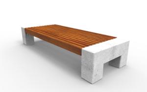 straatmeubilair, bank, houten zitting, beton, glad beton, dubbelzijdig