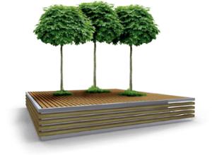 straatmeubilair, bank, plantenbak, houten zitting