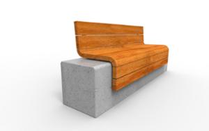 straatmeubilair, zitbanken, houten zitting, houten rugleuning, beton, muurbevestiging, glad beton