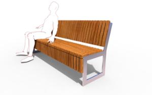 straatmeubilair, zitbanken, horizontale planken, houten rugleuning, houten zitting