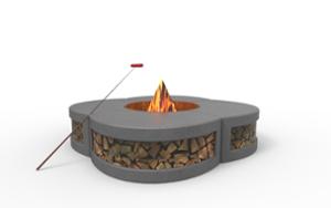 straatmeubilair, bank, overige, beton, glad beton, barbeque, haard