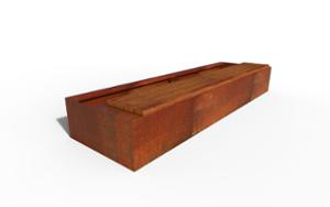 straatmeubilair, bank, plantenbak, houten zitting, corten