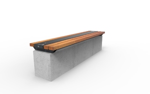 straatmeubilair, bank, houten zitting, beton, muurbevestiging, glad beton, solair, fotowoltaika, solarna listwa smartbeam