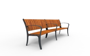 straatmeubilair, zitbanken, houten zitting, houten rugleuning, vintage