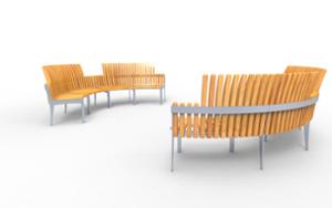 mała architektura, seating, modular, wood backrest, curved, armrest, scandinavian line, wood seating, small table