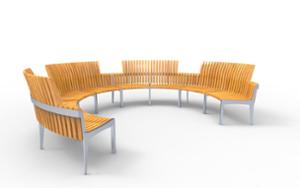 mała architektura, seating, modular, wood backrest, curved, armrest, scandinavian line, wood seating, small table