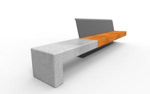 mała architektura, seating, concrete, beton architektoniczy, steel backrest, concrete seating, wood seating