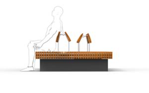 mała architektura, planter, bench, seating, wood backrest, wood seating