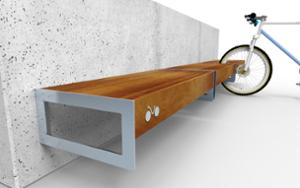 mała architektura, bench, bicycle stand, attached to wall, modular, for wheel, multiple stands