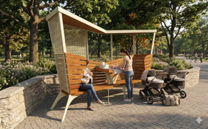 mała architektura, seating, canopy roof / lid, breastfeeding, pergola, przewijak, diaper changing