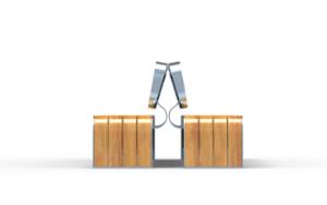 mała architektura, seating, double-sided , 230v and/or usb socket, wood backrest, wood seating