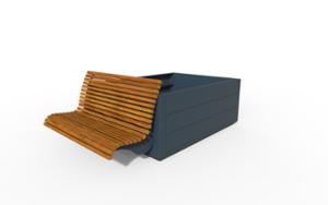 mała architektura, planter, seating, wood backrest, wood seating