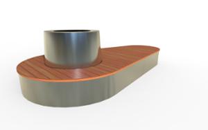 mała architektura, planter, bench, seating, steel backrest, wood seating