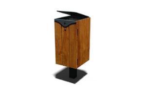 mała architektura, litter bin, canopy roof / lid, pole mounted, side aperture, wzór zastrzeżony