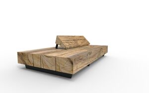 mała architektura, seating, double-sided , kłoda, chaise longue, wood backrest, wood seating