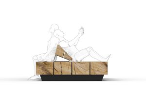 mała architektura, seating, double-sided , kłoda, chaise longue, wood backrest, wood seating
