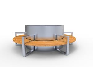 mała architektura, bench, seating, planter, wood seating, steel backrest, armrest, logo