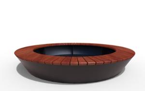 mała architektura, bench, planter, wood seating, armrest, curved