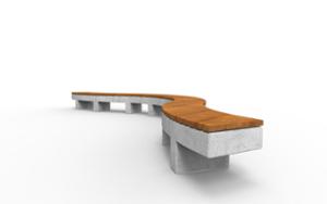 mała architektura, bench, wood seating, curved, concrete, beton architektoniczy, price per metre, length measured on longer side