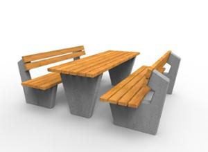mała architektura, seating, wood seating, concrete, beton architektoniczy, table, picnic set