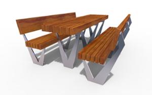 mała architektura, seating, inne, wood seating, wood backrest, table, picnic set