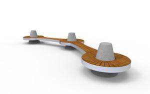 mała architektura, seating, wood seating, curved, attached to wall, concrete, beton architektoniczy, double-sided
