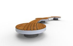 mała architektura, bench, wood seating, curved, concrete, beton architektoniczy, modular