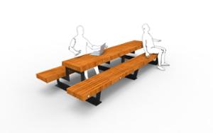 mała architektura, bench, seating, wood seating, wood backrest, table, picnic set, double-sided