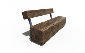 mała architektura, seating, kłoda, wood backrest, wood seating