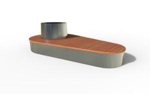mała architektura, bench, seating, planter, wood seating, steel backrest