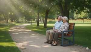 mała architektura, seating, stal, drewno, wood seating, wood backrest, for elderly people, swing