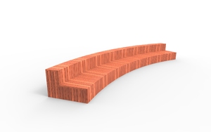 mała architektura, seating, wood seating, wood backrest, curved, horizontal planks, price per metre, length measured on longer side, trybuna
