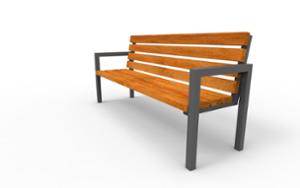 street furniture, seating, wood seating, wood backrest, armrest