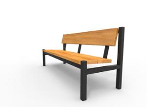street furniture, seating, wood seating, wood backrest, logo
