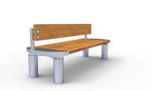 street furniture, seating, wood seating, wood backrest, logo