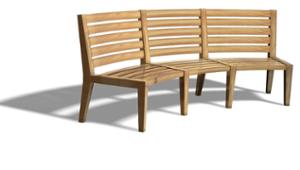 street furniture, seating, wood, wood seating, wood backrest, curved, logo, price per metre, length measured on longer side
