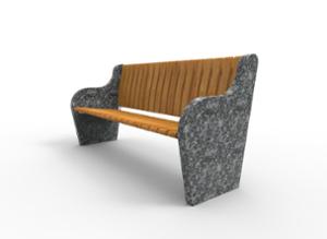 street furniture, seating, wood seating, wood backrest, logo, granite