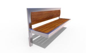 street furniture, seating, wood seating, wood backrest, logo