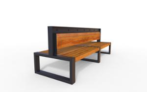 street furniture, seating, wood seating, wood backrest, logo, double-sided