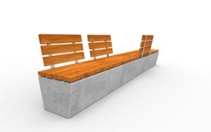 street furniture, seating, wood seating, wood backrest, concrete, wall top, smooth concrete
