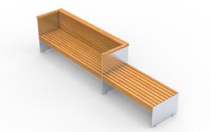 street furniture, bench, seating, wood seating, wood backrest, armrest, logo