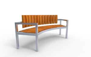 street furniture, seating, wood seating, wood backrest, curved, price per metre, length measured on longer side
