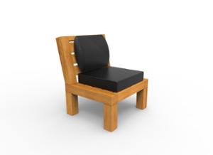 street furniture, seating, wood seating, wood backrest, upholstered seating, upholstered backrest, chair, for single person