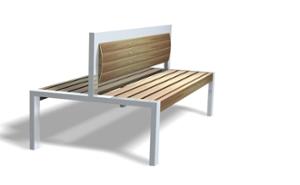 street furniture, seating, wood seating, wood backrest, logo, double-sided