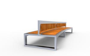 street furniture, seating, wood seating, wood backrest, curved, double-sided , price per metre, length measured on longer side