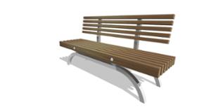 street furniture, seating, wood seating, wood backrest, logo