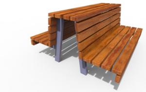 street furniture, seating, wood seating, wood backrest, logo, double-sided
